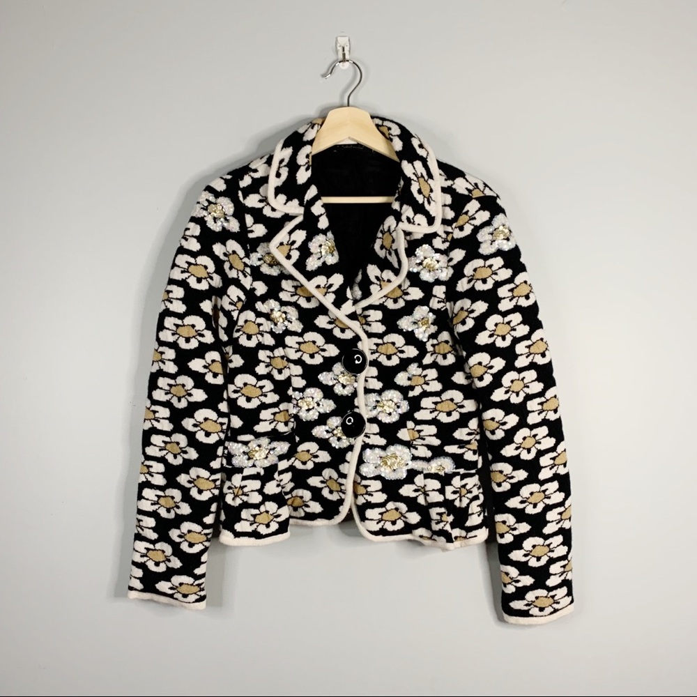 Twin Set Simona Barbieri Blazer Jacket Daisy Floral Cashmere Silk Wool Medium M